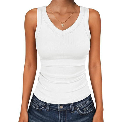 ⏰🎁Dames tanktop met V-hals en ribbels