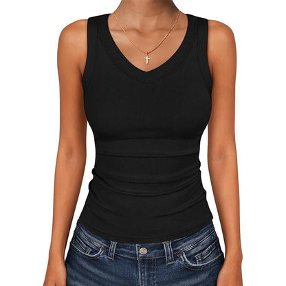 ⏰🎁Dames tanktop met V-hals en ribbels