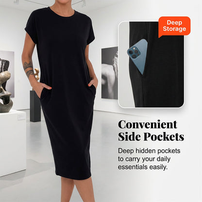 👗 50% OFF NOW! 🛍️ Women's Casual Short Sleeve T-Shirt Dress – Soft, Breathable & Pockets Included 🌿