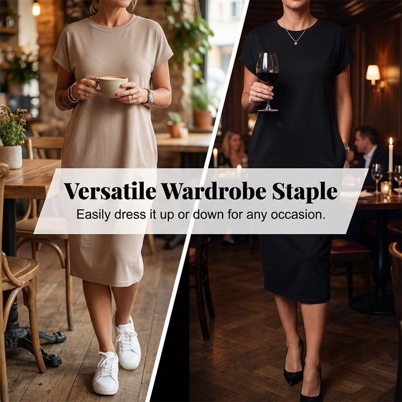 👗 50% OFF NOW! 🛍️ Women's Casual Short Sleeve T-Shirt Dress – Soft, Breathable & Pockets Included 🌿