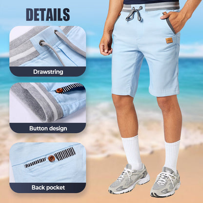 🩳 LIMITED-TIME 50% OFF! ✨ Men's Color-Block Shorts – Drawstring, Cotton Blend, Casual ✨