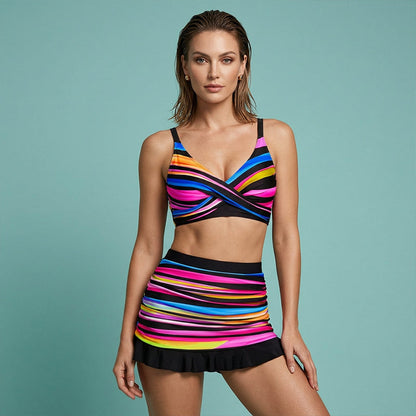 📢📢50% OFF !! ⏰Women's Striped Two-Piece Swimsuit