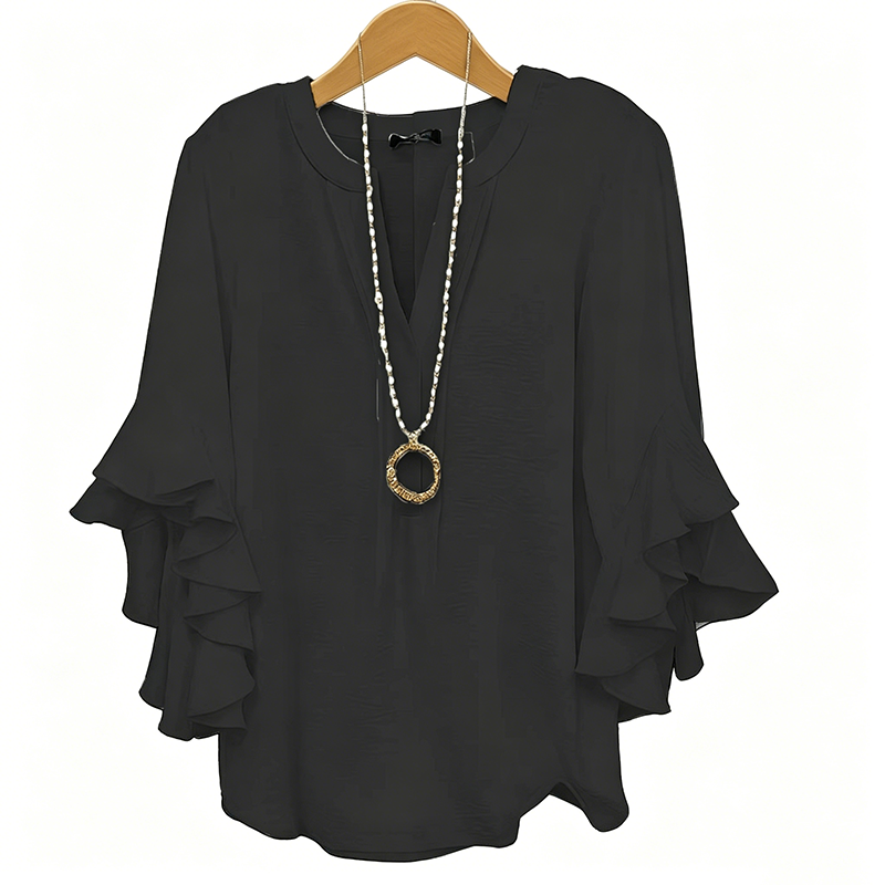 📢📢50% OFF !! ⏰ V-Neck Ruffled Sleeve Top – Flowy & lightweight – Elegant casual blouse, perfect for summer or office – feminine and breathable ✨🌿