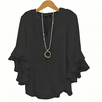 📢📢50% OFF !! ⏰ V-Neck Ruffled Sleeve Top – Flowy & lightweight – Elegant casual blouse, perfect for summer or office – feminine and breathable ✨🌿
