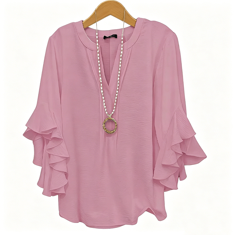 📢📢50% OFF !! ⏰ V-Neck Ruffled Sleeve Top – Flowy & lightweight – Elegant casual blouse, perfect for summer or office – feminine and breathable ✨🌿