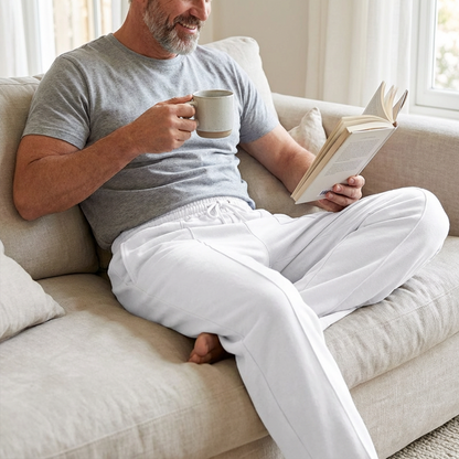 🔥Summer Sale  60% OFF👖 Men’s Straight Leg Pants – Elastic Waist, Deep Pockets & Breathable Knit Comfort