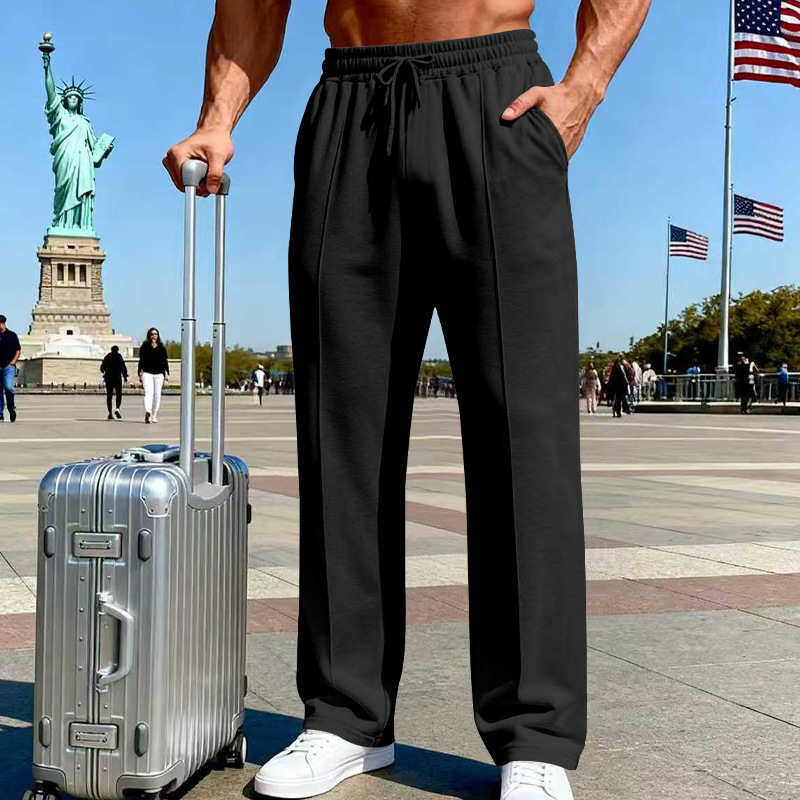 🔥Summer Sale  60% OFF👖 Men’s Straight Leg Pants – Elastic Waist, Deep Pockets & Breathable Knit Comfort