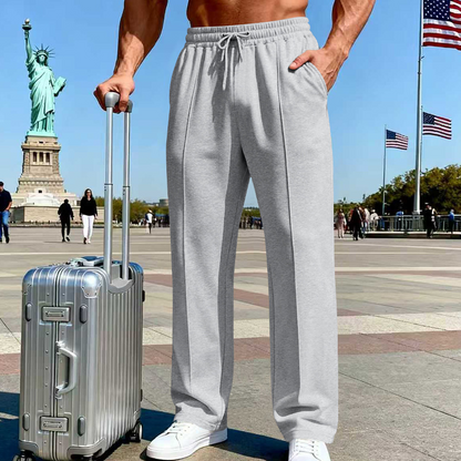 🔥Summer Sale  60% OFF👖 Men’s Straight Leg Pants – Elastic Waist, Deep Pockets & Breathable Knit Comfort
