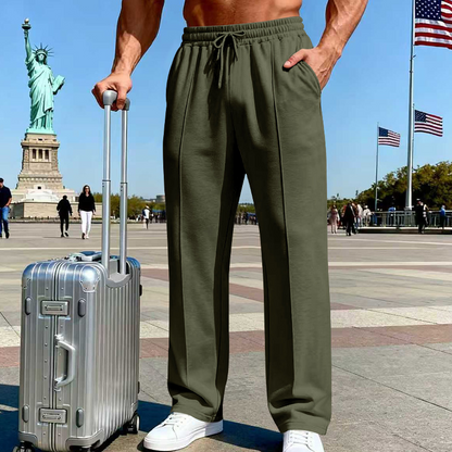🔥Summer Sale  60% OFF👖 Men’s Straight Leg Pants – Elastic Waist, Deep Pockets & Breathable Knit Comfort