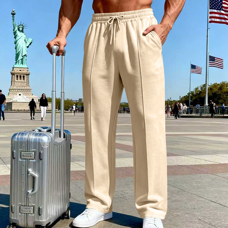 🔥Summer Sale  60% OFF👖 Men’s Straight Leg Pants – Elastic Waist, Deep Pockets & Breathable Knit Comfort