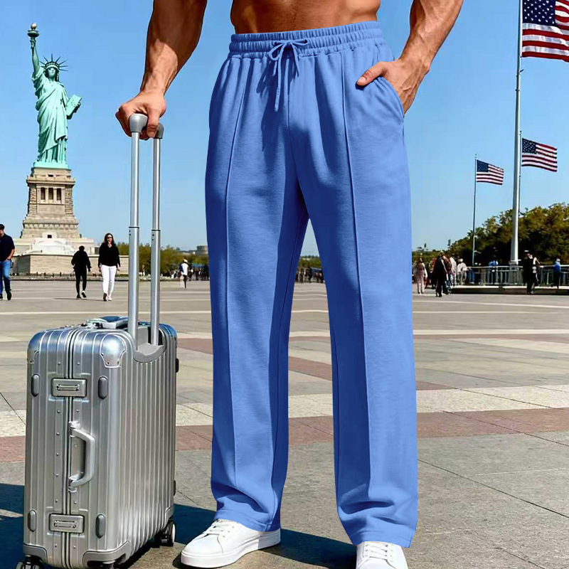 🔥Summer Sale  60% OFF👖 Men’s Straight Leg Pants – Elastic Waist, Deep Pockets & Breathable Knit Comfort