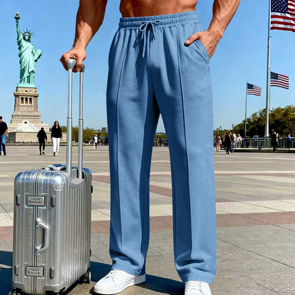 🔥Summer Sale  60% OFF👖 Men’s Straight Leg Pants – Elastic Waist, Deep Pockets & Breathable Knit Comfort