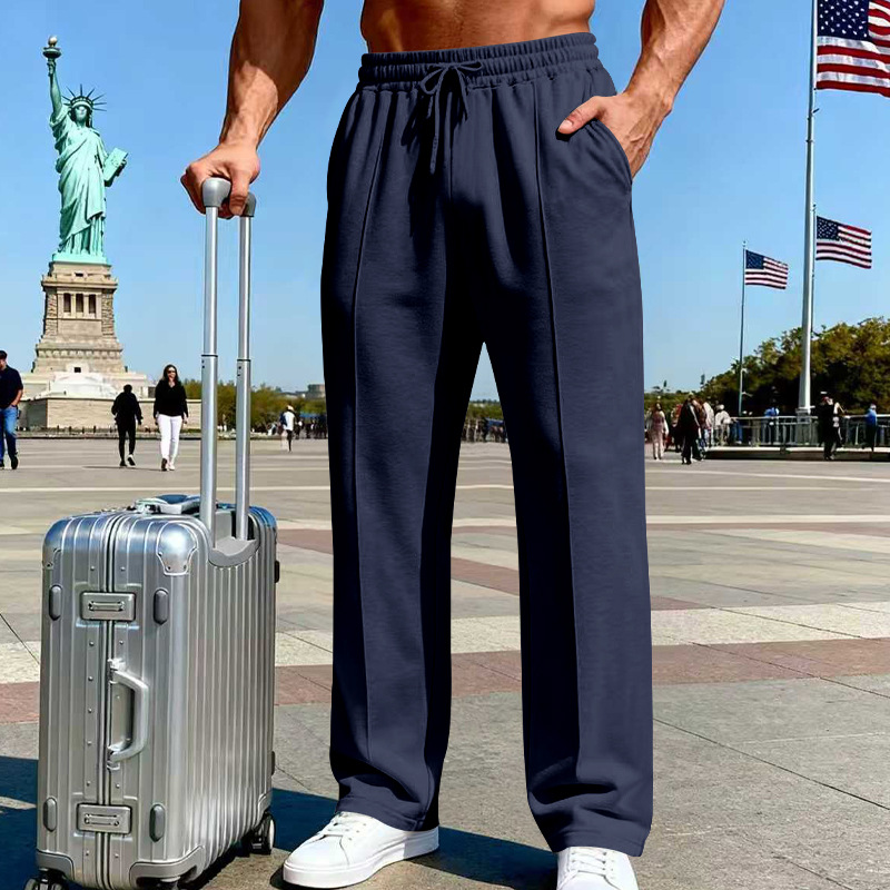 🔥Summer Sale  60% OFF👖 Men’s Straight Leg Pants – Elastic Waist, Deep Pockets & Breathable Knit Comfort