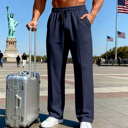 🔥Summer Sale  60% OFF👖 Men’s Straight Leg Pants – Elastic Waist, Deep Pockets & Breathable Knit Comfort