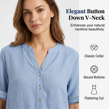 💕Buy Extra, Gift Better 💕	  👗🔥LIMITED TIME 50% OFF!🔥  👗 Women’s Casual V-Neck Button Down Tunic Dress✨