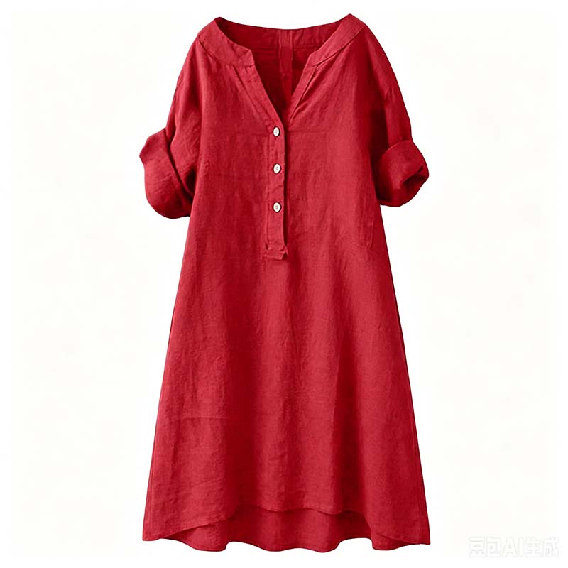 💕Buy Extra, Gift Better 💕	  👗🔥LIMITED TIME 50% OFF!🔥  👗 Women’s Casual V-Neck Button Down Tunic Dress✨