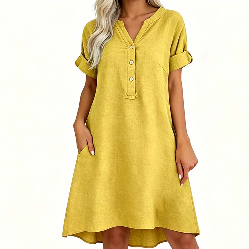 💕Buy Extra, Gift Better 💕	  👗🔥LIMITED TIME 50% OFF!🔥  👗 Women’s Casual V-Neck Button Down Tunic Dress✨