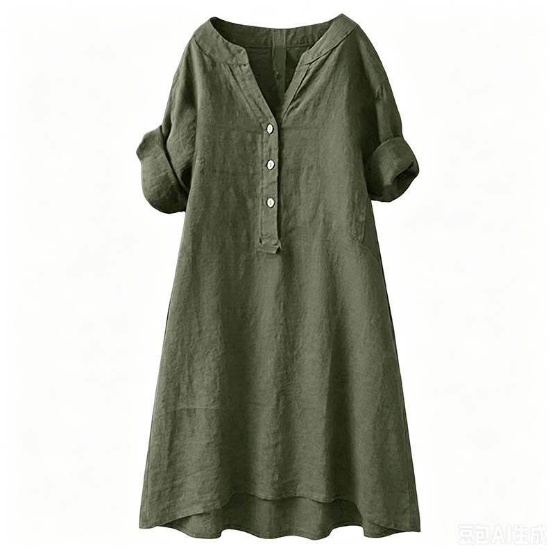 💕Buy Extra, Gift Better 💕	  👗🔥LIMITED TIME 50% OFF!🔥  👗 Women’s Casual V-Neck Button Down Tunic Dress✨