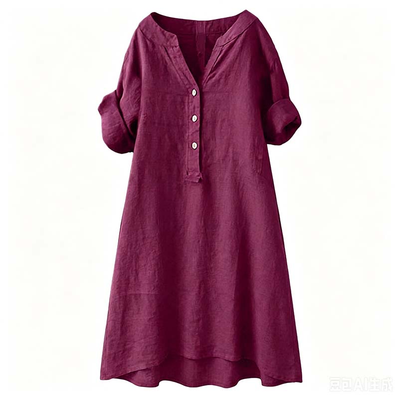 💕Buy Extra, Gift Better 💕	  👗🔥LIMITED TIME 50% OFF!🔥  👗 Women’s Casual V-Neck Button Down Tunic Dress✨