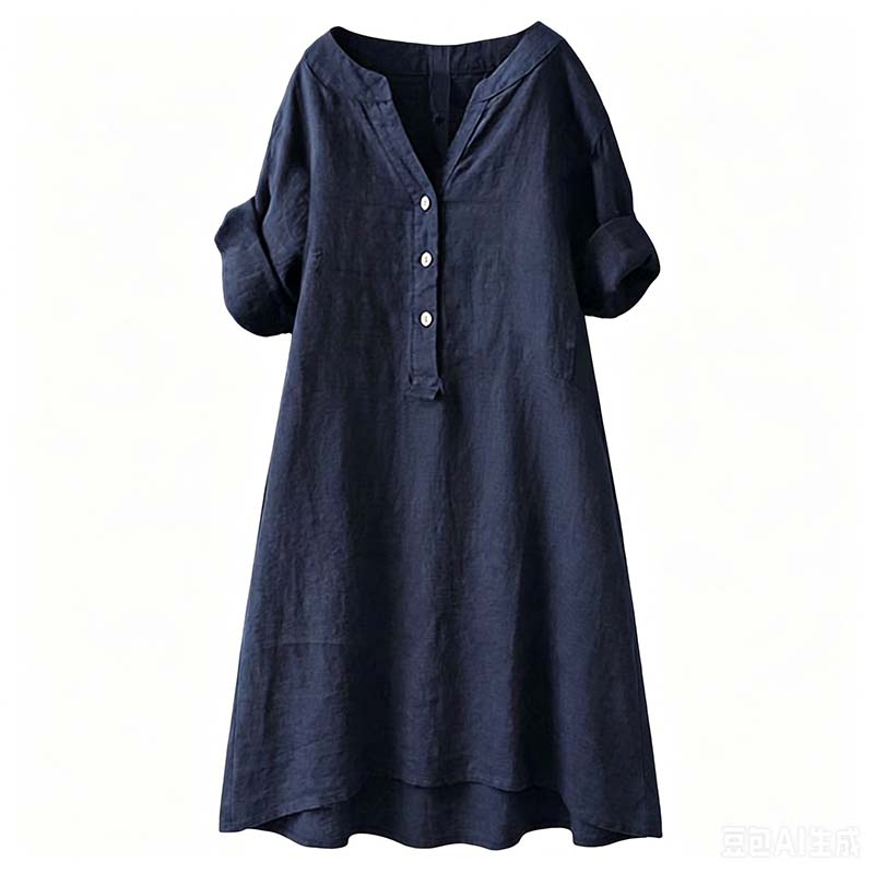 💕Buy Extra, Gift Better 💕	  👗🔥LIMITED TIME 50% OFF!🔥  👗 Women’s Casual V-Neck Button Down Tunic Dress✨