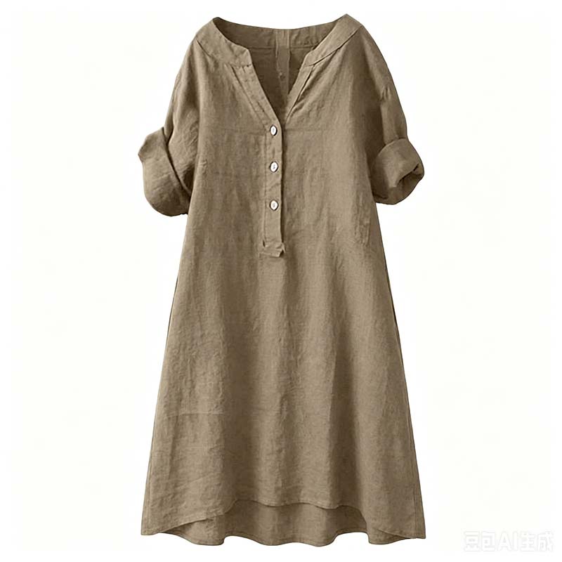 💕Buy Extra, Gift Better 💕	  👗🔥LIMITED TIME 50% OFF!🔥  👗 Women’s Casual V-Neck Button Down Tunic Dress✨