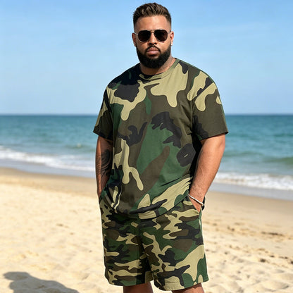 📢📢50% OFF !! ⏰Men's Camouflage Print T-Shirt & Shorts Set