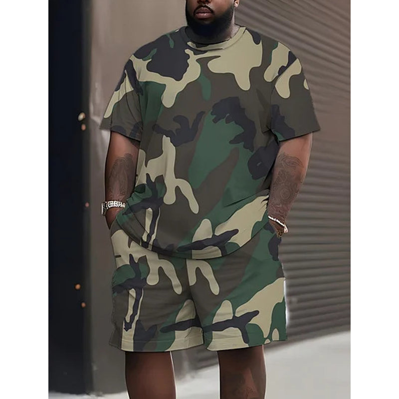 📢📢50% OFF !! ⏰Men's Camouflage Print T-Shirt & Shorts Set