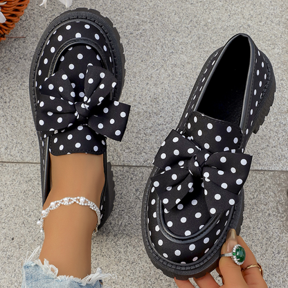 👠🔥LIMITED TIME 50% OFF!🔥50K+ SOLD!   ⚡Buy 2 get 5%+ Free Shipping ✈️  Women's Polka Dot Bow Platform Loafers