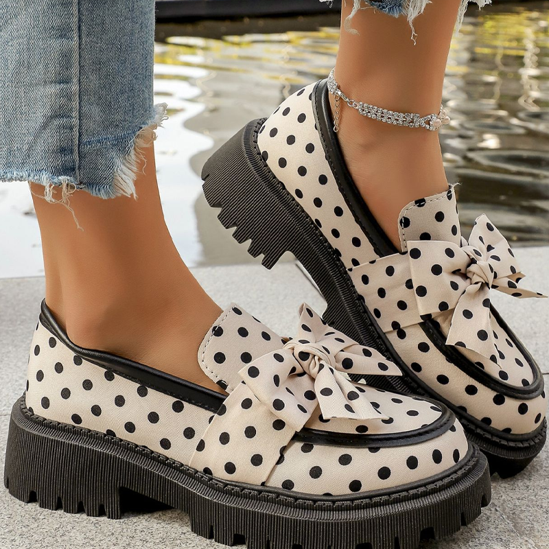 👠🔥LIMITED TIME 50% OFF!🔥50K+ SOLD!   ⚡Buy 2 get 5%+ Free Shipping ✈️  Women's Polka Dot Bow Platform Loafers