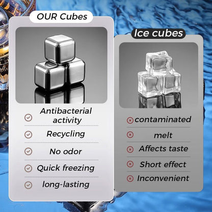🔘🎁 4/6/8pcs Stainless Steel Ice Cubes – Food Grade 304 Steel, Fast Cooling, Reusable, Gift Box Included. Great for Home Bar, Party or Father’s Day Gift! 🍸🎉💪