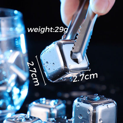 🔘🎁 4/6/8pcs Stainless Steel Ice Cubes – Food Grade 304 Steel, Fast Cooling, Reusable, Gift Box Included. Great for Home Bar, Party or Father’s Day Gift! 🍸🎉💪