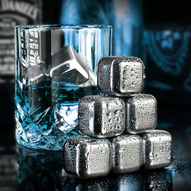 🔘🎁 4/6/8pcs Stainless Steel Ice Cubes – Food Grade 304 Steel, Fast Cooling, Reusable, Gift Box Included. Great for Home Bar, Party or Father’s Day Gift! 🍸🎉💪