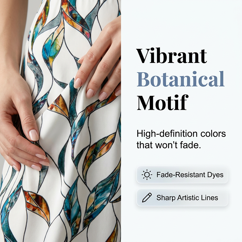 🌿👚👖 50% OFF Women’s Side-Tie Top & Patterned Pants Set ✨– Soft Breathable Blend, Adjustable Waist Definition & Botanical Print