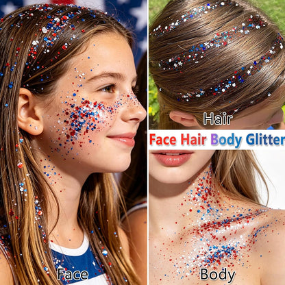 💎 TIJDELIJK 50% KORTING! ✨ Patriotische glitterstick – rood, wit, blauw, draaibaar, multifunctioneel 🎆