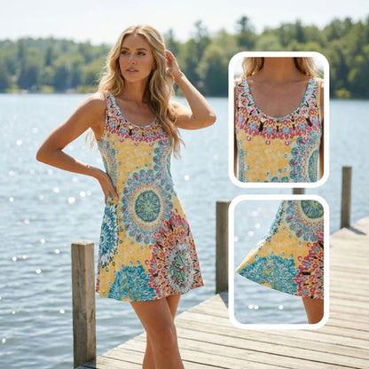 🌸Summer Hot Sale✨  Casual Sleeveless A-Line Printed Summer Dress