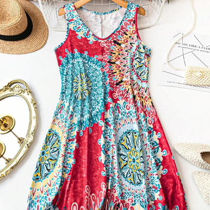 🌸Summer Hot Sale 50% Off✨Casual Sleeveless A-Line Printed Summer Dress