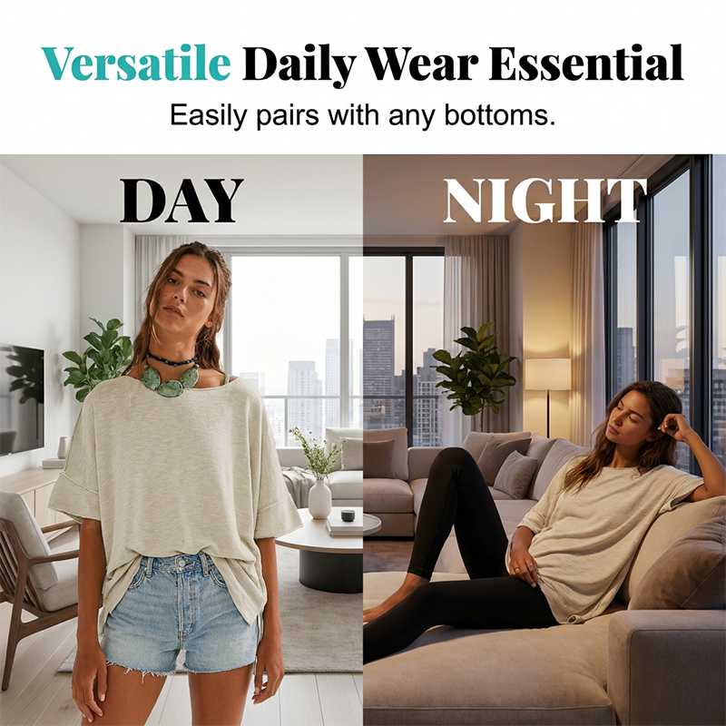 👚 50% OFF NOW! 🚤 Women's Solid Color Loose Fit Boat Neck Top – Soft, breathable & effortlessly chic – perfect for casual days or beach-ready style 🌊