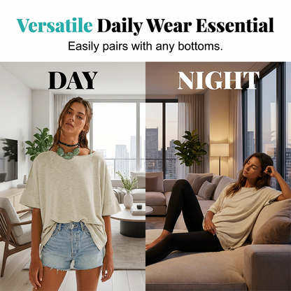 👚 50% OFF NOW! 🚤 Women's Solid Color Loose Fit Boat Neck Top – Soft, breathable & effortlessly chic – perfect for casual days or beach-ready style 🌊