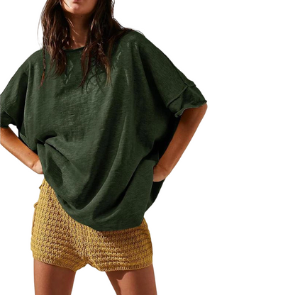 👚 50% OFF NOW! 🚤 Women's Solid Color Loose Fit Boat Neck Top – Soft, breathable & effortlessly chic – perfect for casual days or beach-ready style 🌊