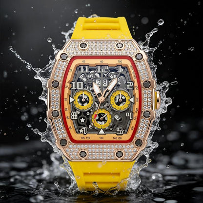 ⌚ Beperkte oplage – 50% korting! ✨ Luxe herenhorloge in tonneauvorm met strass-versiering