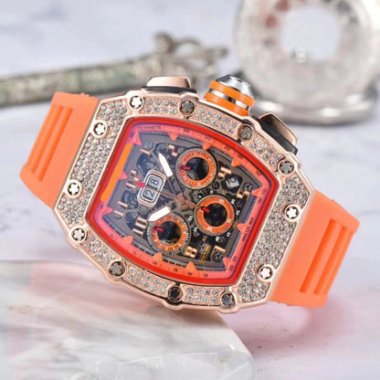 ⌚ Beperkte oplage – 50% korting! ✨ Luxe herenhorloge in tonneauvorm met strass-versiering
