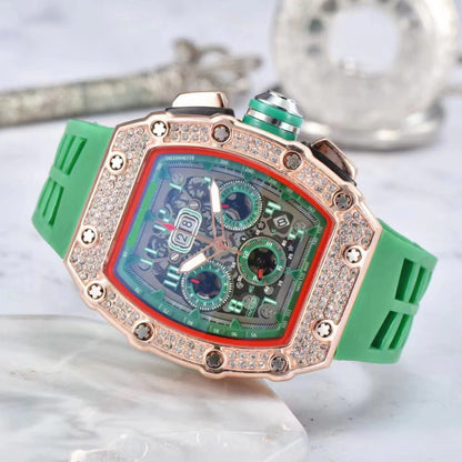 ⌚ Beperkte oplage – 50% korting! ✨ Luxe herenhorloge in tonneauvorm met strass-versiering
