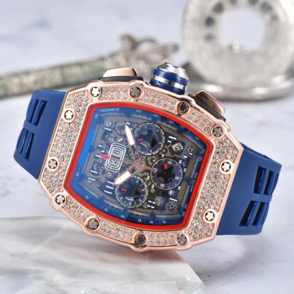 ⌚ Beperkte oplage – 50% korting! ✨ Luxe herenhorloge in tonneauvorm met strass-versiering