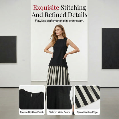 🍀2026 New Arrival !! 👚👗 Women’s Sleeveless Top & Striped Skirt Set🌈 – One Outfit, Instant Summer Style