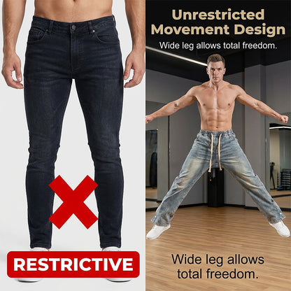 Herenjeans met wijde pijpen en trekkoord, geschikt voor alle seizoenen