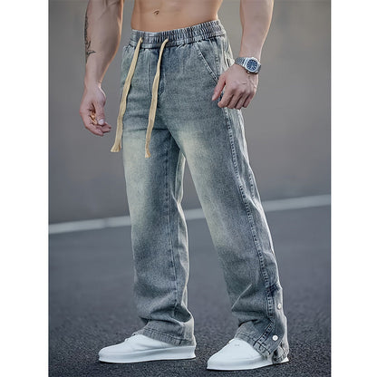 Herenjeans met wijde pijpen en trekkoord, geschikt voor alle seizoenen