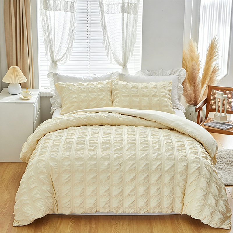 📢📢🛏️40% OFF !! ⏰ 💤Have a good night's sleep 💤  3-Piece Pintuck Textured Duvet Cover Set