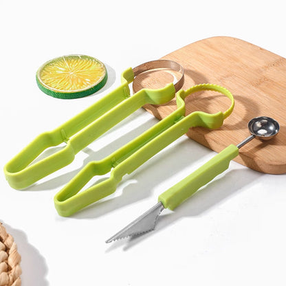 🍉🔪 3-in-1 Stainless Steel Fruit Scooper Set | Scoop, Carve, and Core – Pay on Delivery ✨✅