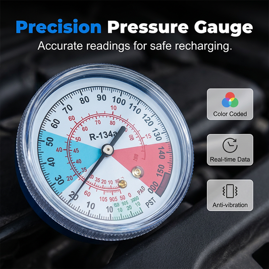 ⏰🔥LIMITED TIME 55% OFF!🔥   ❄️🔧 R134a AC Refrigerant Charging Hose with Gauge – Easy Car A/C Refill Tool