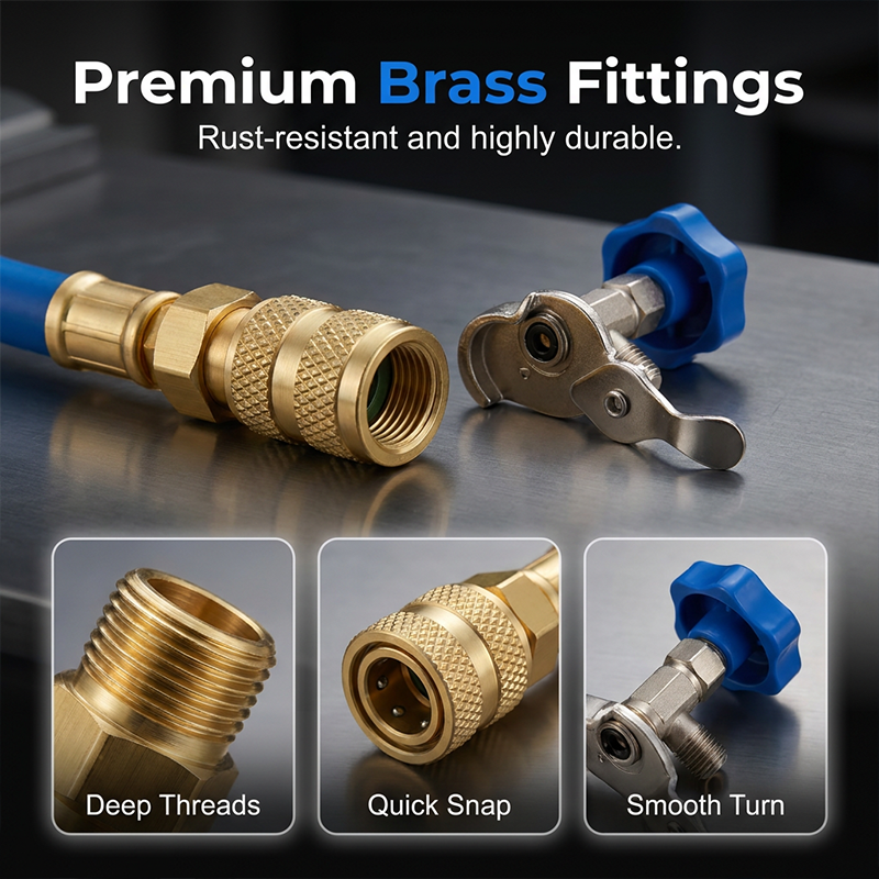⏰🔥LIMITED TIME 55% OFF!🔥   ❄️🔧 R134a AC Refrigerant Charging Hose with Gauge – Easy Car A/C Refill Tool